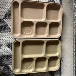 Vintage Dallas Ware Compartment Trays,‎ Beige, Set of 2, P-71 School Cafeteria